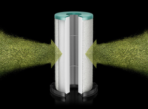 Partículas sendo sugadas pelo filtro HEPA.