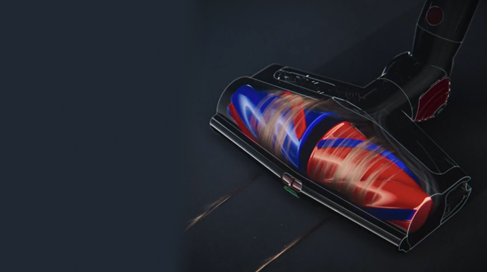 A escova All Floor Cones Sense impede o emaranhamento de fios longos em superfícies duras.